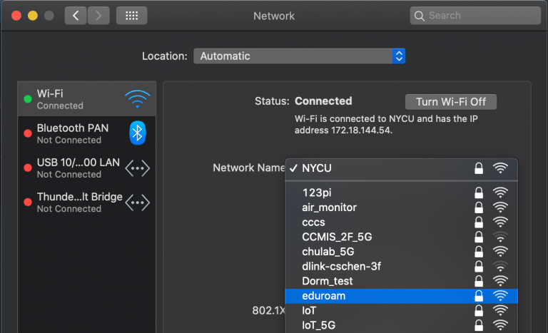 System Preferences → Network → select SSID, then enter username and password.