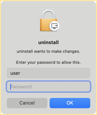 Enter the startup password and complete the program removal.